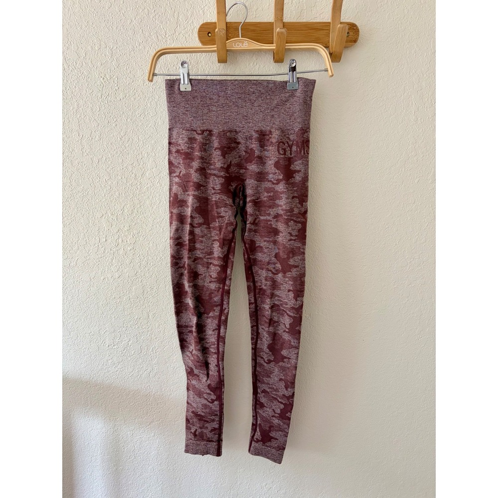 Gymshark XS Adapt Pink Camo Seamless Athletic Leggings High Waisted Scrunch Bum - Picture 9 of 10